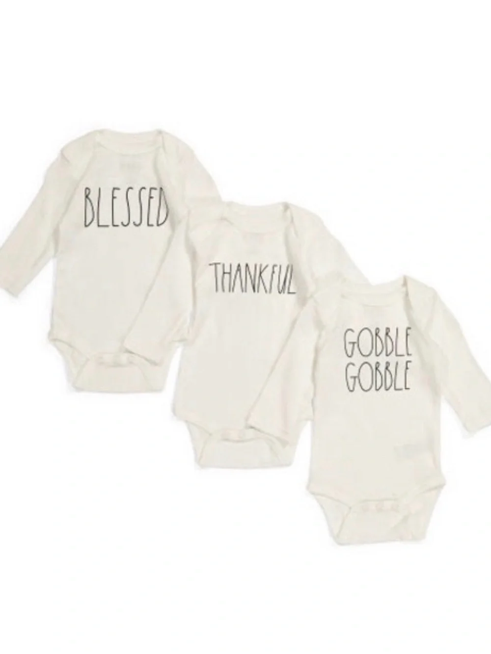 Rae Dunn Cream Thanksgiving Themed Long-Sleeve Baby One-Piece